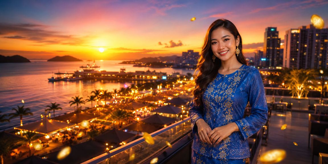 Pemain wanita Kota Kinabalu berpakaian baju kurung bermain kasino blackjack dalam talian